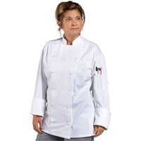 Uncommon Chef Barbados Pro Vent Unisex White Customizable Long Sleeve Chef Coat with Mesh Back 0481 - XS