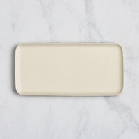 Sample - Acopa Pangea 13 inch x 6 1/2 inch Fog White Matte Rectangular Porcelain Platter