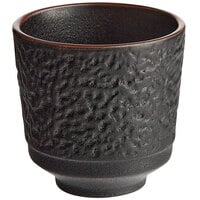 Sample- Acopa Heika 5 oz. Black Matte Textured Stoneware Tea Cup