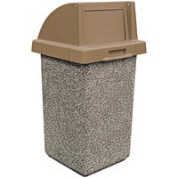 Wausau Tile TF1015 30 Gallon Concrete Square Customizable Trash Receptacle with Plastic Push-Door Top