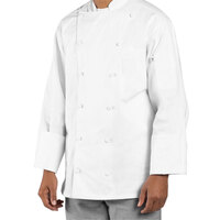 Uncommon Threads Palermo Cotton Unisex White Customizable Executive Long Sleeve Chef Coat 0440C - 5X