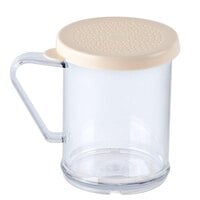 Tablecraft 166A 10 oz. Polycarbonate Shaker with Beige Lid for Salt & Ground Pepper