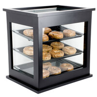 Cal-Mil 284-96 Three Tier Midnight Bamboo Display Case with Rear Door - 21 inch x 16 1/4 inch x 22 1/2 inch