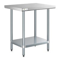 Regency 24" x 30" 18-Gauge 304 Stainless Steel Commercial Work Table with Galvanized Legs and Undershelf