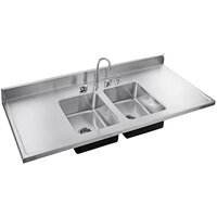 Just Manufacturing DM-72-34 18 Gauge Stainless Steel 2-Compartment Top Mount Sink with Double Drainboard - 72 inch x 25 inch