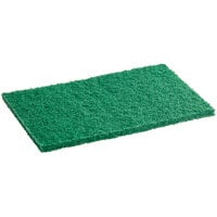 Lavex Janitorial 9 inch x 6 inch x 3/8 inch Extra Heavy-Duty Green Scouring Pad - 10/Pack