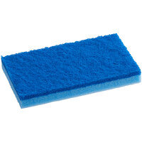 Lavex Janitorial 6 inch x 3 1/2 inch Blue Sponge / Blue Light-Duty Scouring Pad Combo - 6/Pack