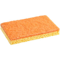 Lavex Janitorial 6 inch x 3 1/2 inch x 3/4 inch Orange Cellulose Sponge / Orange Medium-Duty Scouring Pad Combo - 6/Pack