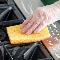 Lavex Janitorial 6 inch x 3 1/2 inch x 3/4 inch Orange Cellulose Sponge / Orange Medium-Duty Scouring Pad Combo - 6/Pack