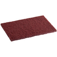 Lavex Janitorial 9 inch x 6 inch x 3/8 inch Extra Heavy-Duty Maroon Scouring Pad - 10/Pack