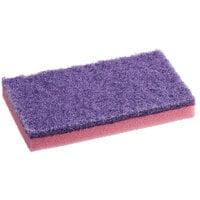 Lavex Janitorial 6 inch x 3 1/2 inch x 3/4 inch Pink Sponge / Purple Medium-Duty Scouring Pad Combo - 6/Pack