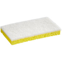Lavex Janitorial 6 inch x 3 1/2 inch x 3/4 inch Yellow Cellulose Sponge / White Light-Duty Scouring Pad Combo - 6/Pack
