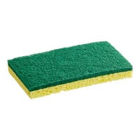 Lavex 6" x 3 1/2" x 3/4" Yellow Cellulose Sponge / Green Heavy-Duty Scouring Pad Combo - 6/Pack