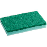 Lavex Janitorial 6 inch x 3 1/2 inch x 3/4 inch Green Sponge / Green Medium-Duty Scouring Pad Combo - 6/Pack