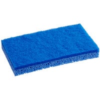 Lavex Janitorial 6 inch x 3 1/2 inch Blue Cellulose Sponge / Blue Light-Duty Scouring Pad Combo - 6/Pack