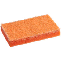Lavex Janitorial 6 inch x 3 1/2 inch x 3/4 inch Orange Sponge / Orange Medium-Duty Scouring Pad Combo - 6/Pack