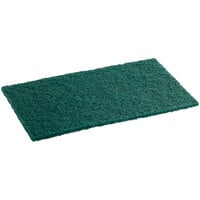 Lavex Janitorial 9 inch x 6 inch x 3/8 inch Medium-Duty Dark Green Scouring Pad - 10/Pack
