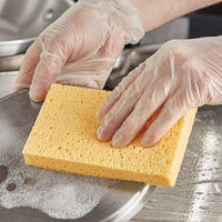 Lavex Janitorial 6 inch x 3 1/2 inch x 3/4 inch Natural Cellulose Sponge - 6/Pack
