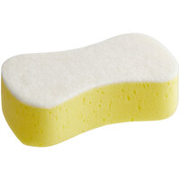 Lavex Janitorial 9 1/2 inch x 5 inch x 2 3/4 inch Jumbo Yellow Sponge / White Light-Duty Scouring Pad Combo