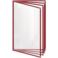 H. Risch, Inc. TEDD Deluxe Sewn 8 1/2 inch x 14 inch Red 8 View Menu Cover with Silver Decorative Corners and Gloss Finish