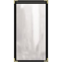H. Risch, Inc. TES Deluxe Sewn 5 1/2 inch x 11 inch Black 2 View Vinyl Menu Cover with Gold Smooth Corners and Gloss Finish