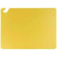San Jamar CB182412YL Cut-N-Carry® 24 inch x 18 inch x 1/2 inch Yellow Cutting Board with Hook