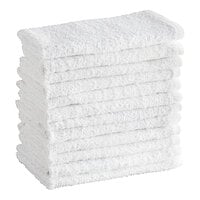 Choice 16" x 19" 24 oz. White Cotton Textured Terry Bar Towel - 12/Pack