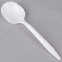 Choice Medium Weight White Plastic Soup Spoon - 1000/Case