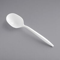 Choice Medium Weight White Plastic Soup Spoon - 1000/Case