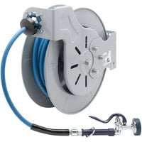 T&S B-7242-01 50' Open Epoxy Coated Steel Hose Reel with EB-0107 High-Flow Spray Valve