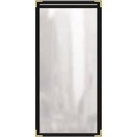 H. Risch, Inc. TES Deluxe Sewn 5 1/2 inch x 14 inch Black 2 View Vinyl Menu Cover with Gold Smooth Corners and Gloss Finish