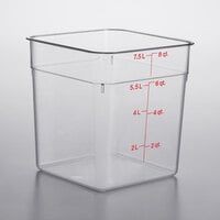 Cambro 8 Qt. Clear Square Polycarbonate Food Storage Container with Winter Rose Graduations 8SFSCW135