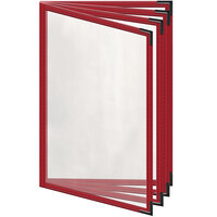 H. Risch, Inc. TEDD Deluxe Sewn 5 1/2 inch x 8 1/2 inch Red 8 View Menu Cover with Black Smooth Corners and Gloss Finish