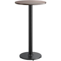 Lancaster Table & Seating Bar Height Table with 24" Round Reversible Birch / Ash Laminated and Round Cast Iron Base Plate