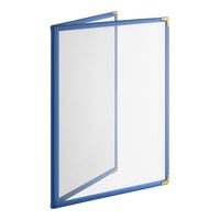 Choice 8 1/2" x 11" Blue 4-View Double Pocket Menu Cover