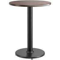 Lancaster Table & Seating 24" Round Reversible Birch / Ash Laminated Standard Height Table With Round Cast Iron Base Plate