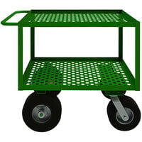 Durham Mfg 24 inch x 36 inch Green Steel Garden Cart with 2 Perforated Shelves GC-2436-2-10/12PN-83T - 1200 lb. Capacity