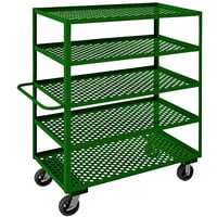 Durham Mfg 24 inch x 48 inch Green Steel Garden Cart with 5 Perforated Shelves GC-2448-5-6MR-83T - 2000 lb. Capacity
