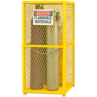 Durham Mfg 30 7/16 inch x 30 3/16 inch x 71 3/4 inch Yellow Vertical Gas Cylinder Cabinet with Manual Door EGCVC9-50 - 9 Cylinder Capacity