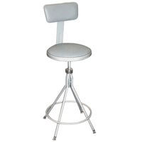 National Public Seating 6524HB 24 inch - 28 inch Gray Adjustable Round Padded Swivel Lab Stool with Adjustable Padded Backrest