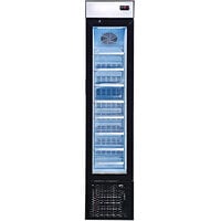 Omcan 47242 16 1/2" Slim Black Merchandiser Freezer with Glass Door and Lighted Panel