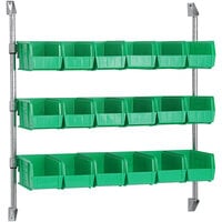 Quantum 34 inch x 36 inch Wall Mount Cantilever with 18 Green Divider Bins CAN-34-36BH-230GN