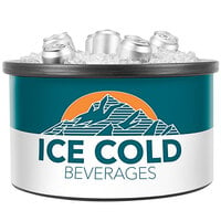 IRP 3101488 Black Icer 20 Qt. Round Countertop Merchandiser with Ice Cold Beverages Graphic