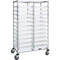 Quantum 24" x 40" x 69" Double Mobile Bin Cart with 22 Clear Divider Bins BC214069M2DCL