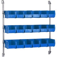Quantum 34 inch x 36 inch Wall Mount Cantilever with 18 Blue Divider Bins CAN-34-36BH-230BL