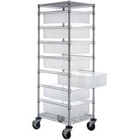 Quantum 21" x 24" x 69" Mobile Cart with 7 Clear Divider Bins BC212469M1CL