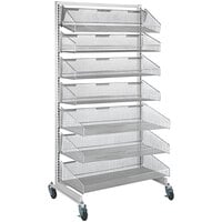 Quantum 26" x 48" x 74" Chrome Partition Wall System with 11" and 17" Hanging Basket WS70-SS48-4S3L