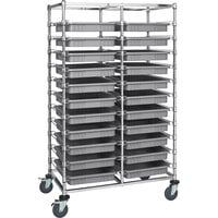 Quantum 24" x 40" x 69" Double Mobile Bin Cart with 22 Gray Divider Bins BC214069M2DGY