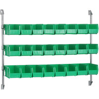 Quantum 34 inch x 48 inch Wall Mount Cantilever with 24 Green Divider Bins CAN-34-48BH-230GN