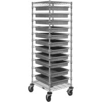 Quantum 21" x 24" x 69" Mobile Cart with 11 Gray Divider Bins BC212469M2GY